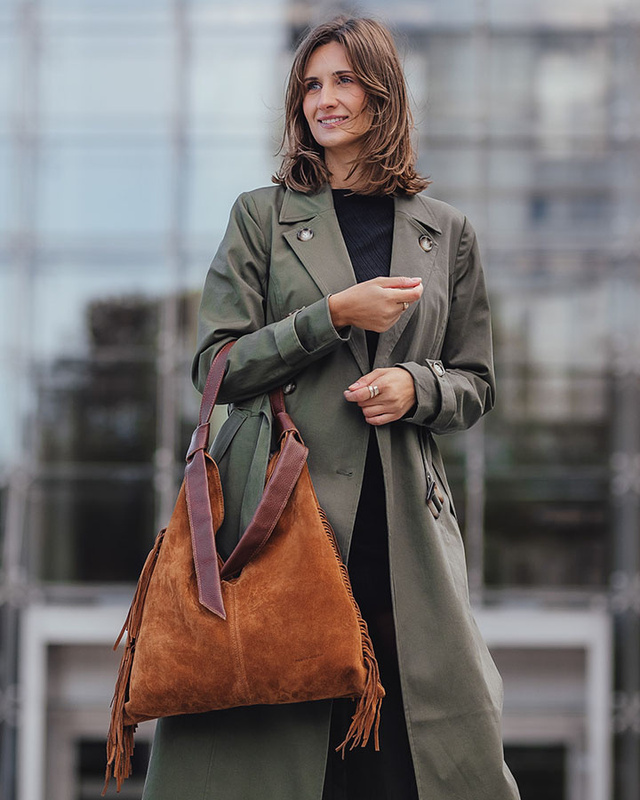 Torebka damska worek hobo bag skóra naturalna - MARCO MAZZINI czarna