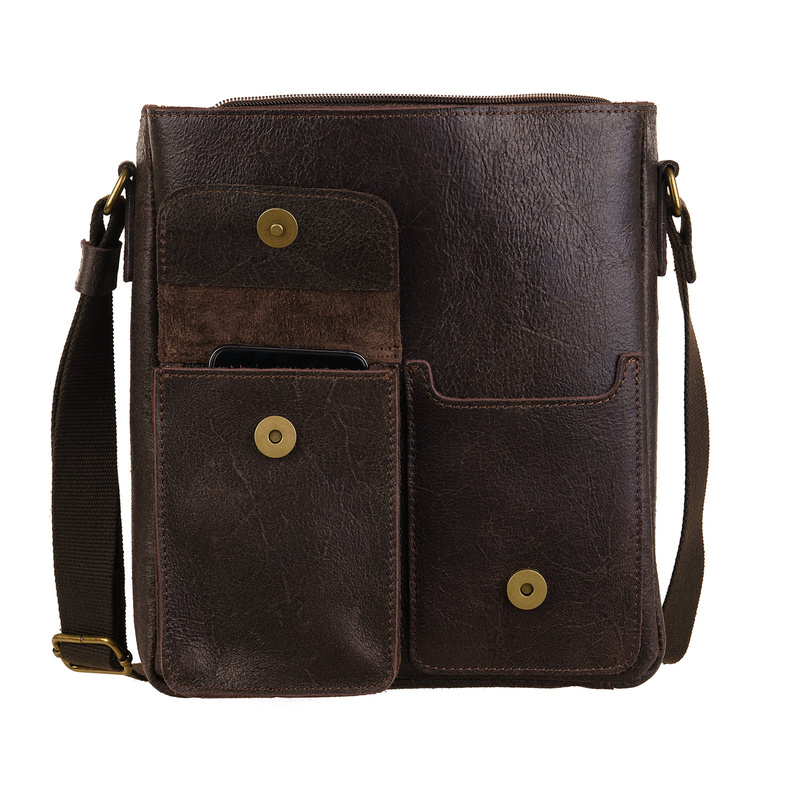 Męska torba skórzana vintage z kieszonką TM240s228
