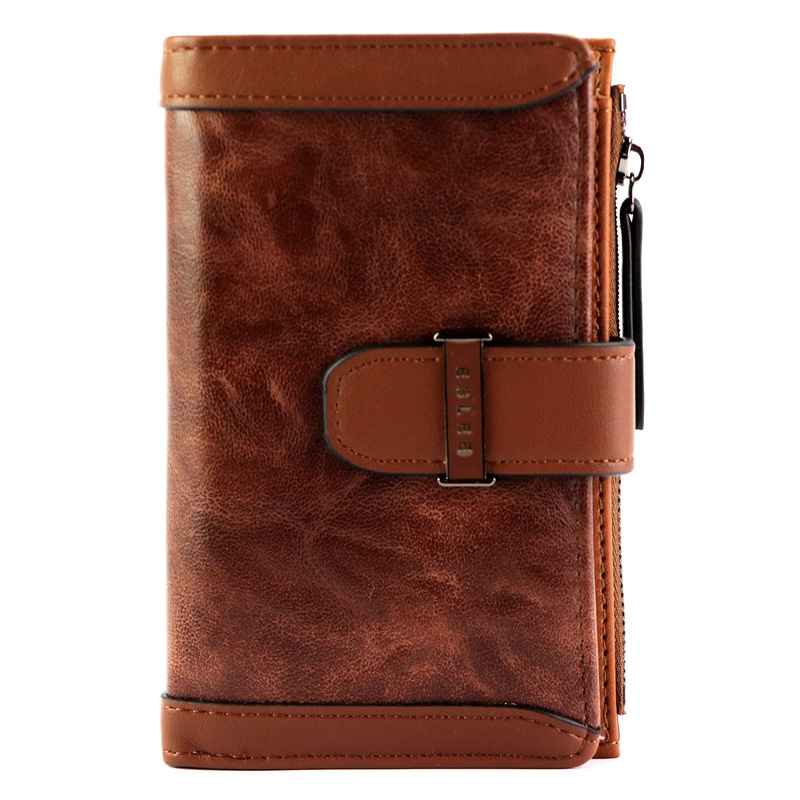 Pionowy duży elegancki Damski portfel ze skóry ekologicznej marki Eslee