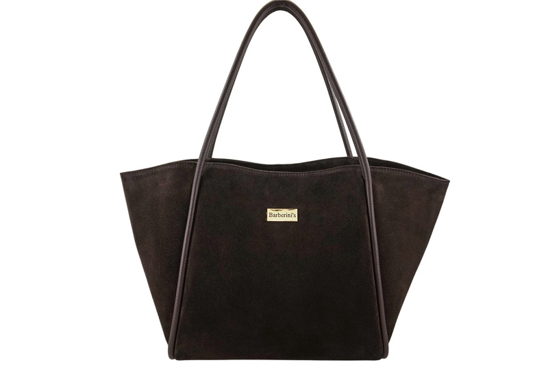 Barberinis - torebka duża zamszowa na ramię - Brązowa ciemna