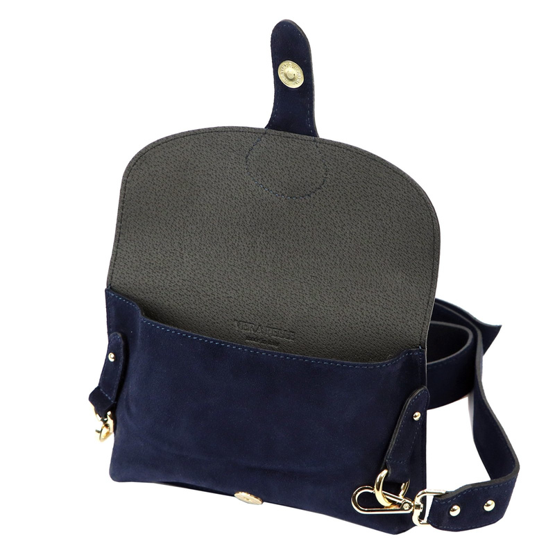 Vera Pelle damska listonoszka na ramię skóra naturalna torebka zamszowa