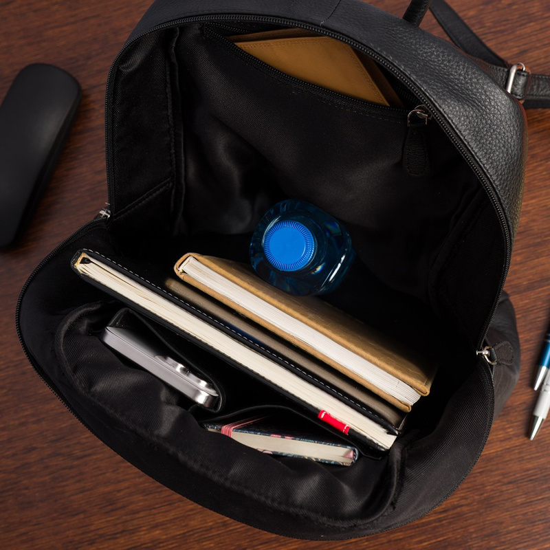 Skórzany plecak A4 duży pojemny do szkoły Włoski kremowy P16