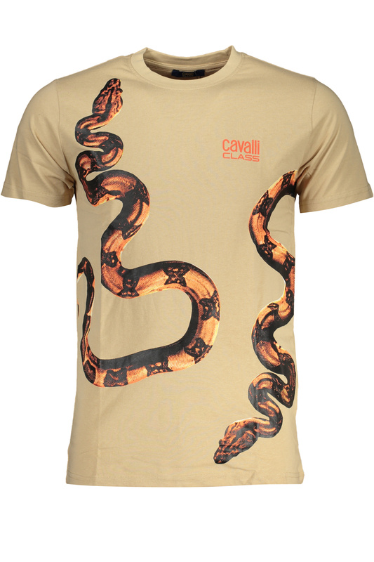 T-SHIRT MĘSKI Z KRÓTKIM RĘKAWEM KLASY CAVALLI BEŻOWY