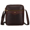 Skórzana, brązowa listonoszka męska z kieszonką - Peterson
