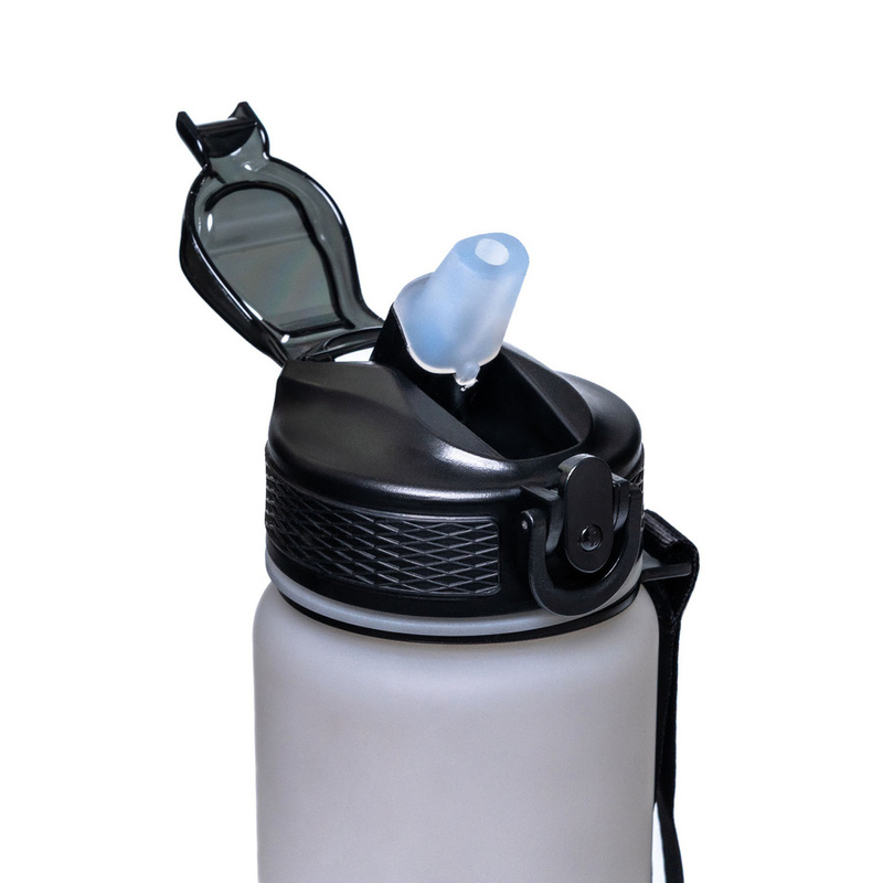 Bidon o pojemności 1000ml w biało-czarnym kolorze ze słomką - Peterson