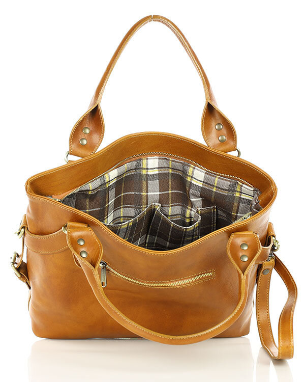 Torebka biznesowa damska kuferek skórzany premium bag - MARCO MAZZINI camel
