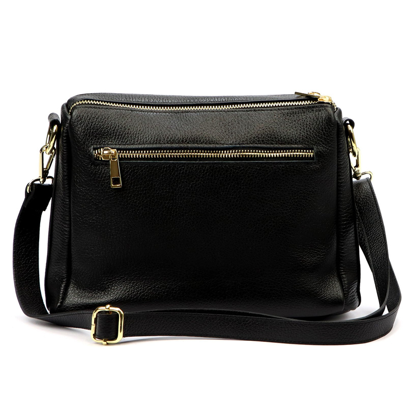 Luka damska listonoszka na ramię skóra naturalna dwie komory trzy kieszenie