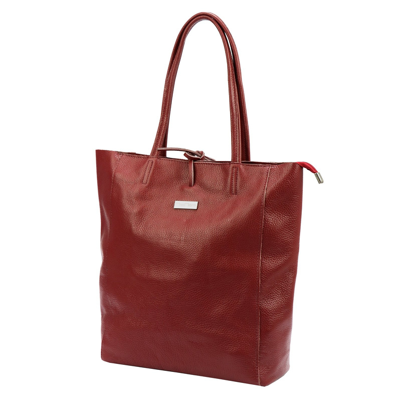 MiaMore Skórzana damska shopperbag duża torabka na ramię z kieszenią