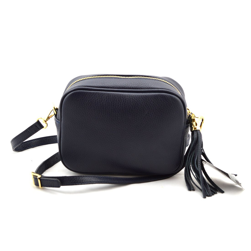 Camel mała damska listonoszka z frędzlem przewieszka z włoskiej naturalnej skóry licowej P14