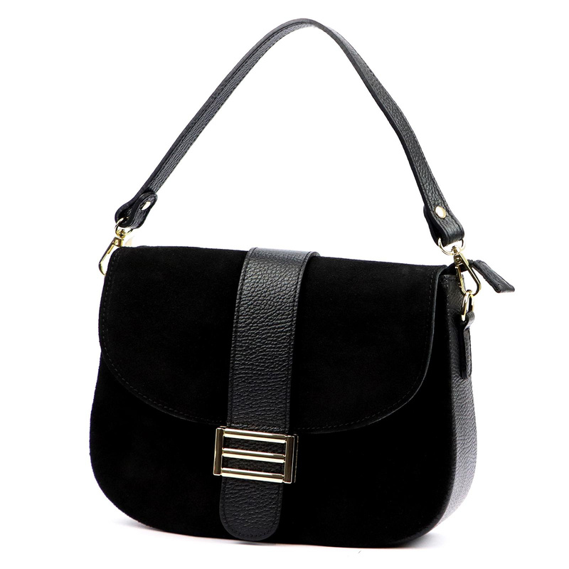 Vera Pelle Damska skórzana listonoszka torebka przez ramię z kieszenią