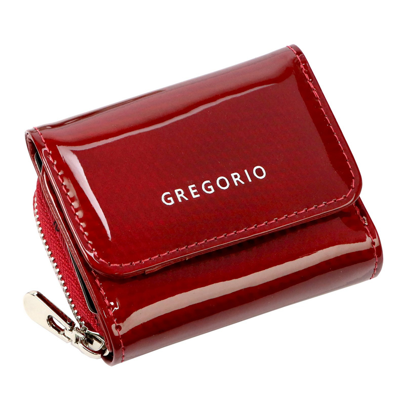 Gregorio damska lakierowana portmonetka skórzana mały portfel na zatrzask