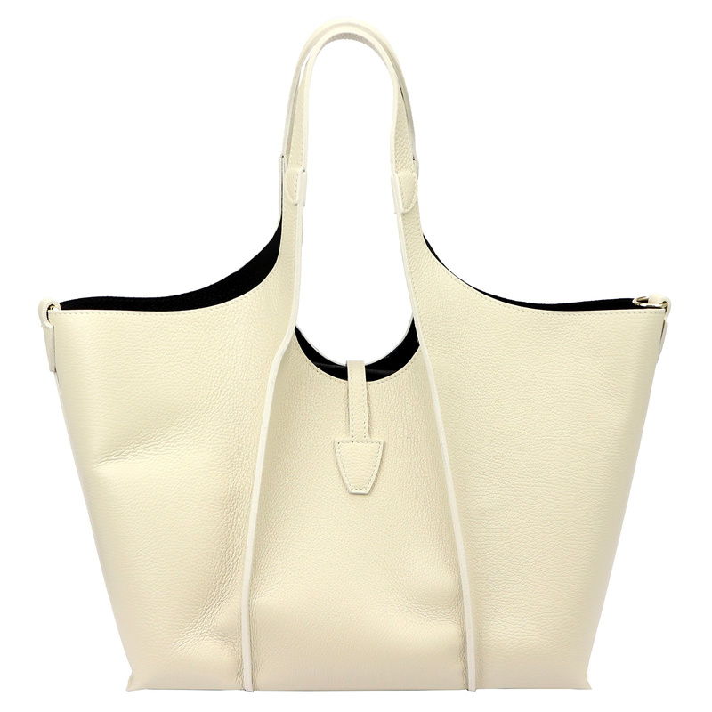 Vera Pelle damska torebka na ramię skóra naturalna shopperbag z paskiem