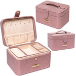 Różowa szkatułka na biżuterię zamykana zamkiem magnetycznym - Peterson