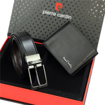 Pierre Cardin męski zestaw prezentowy skórzany portfel i pasek do spodni