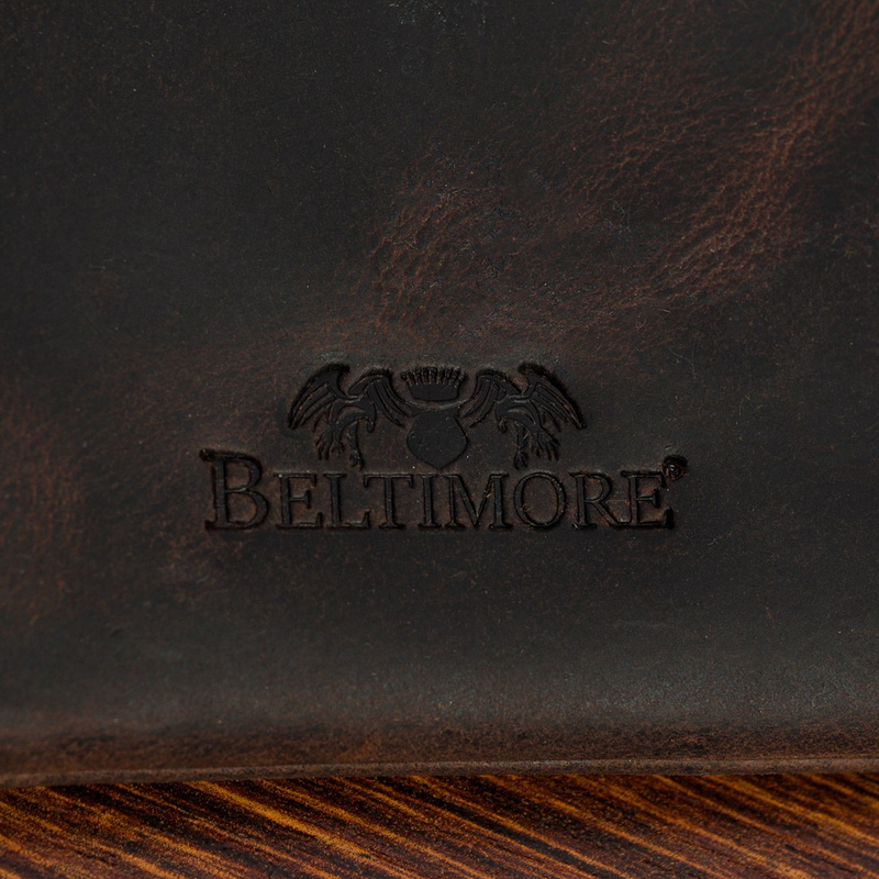 Skórzane etui na klucze duże kluczówka skóra nubuk z łańcuszkiem brązowe Beltimore P92