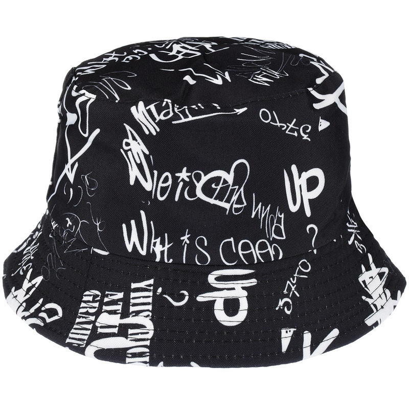 Czarny kapelusz dwustronny bucket hat wędkarski modny moro kap-m-49