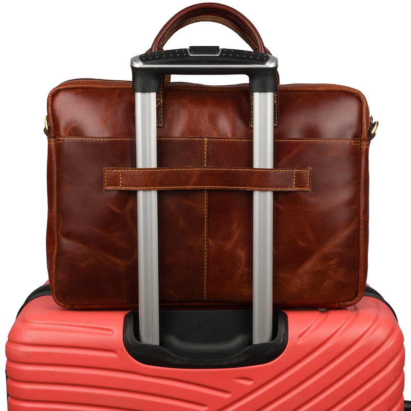 Torba męska skórzana na laptopa ramię komputer duża brązowa Beltimore N04