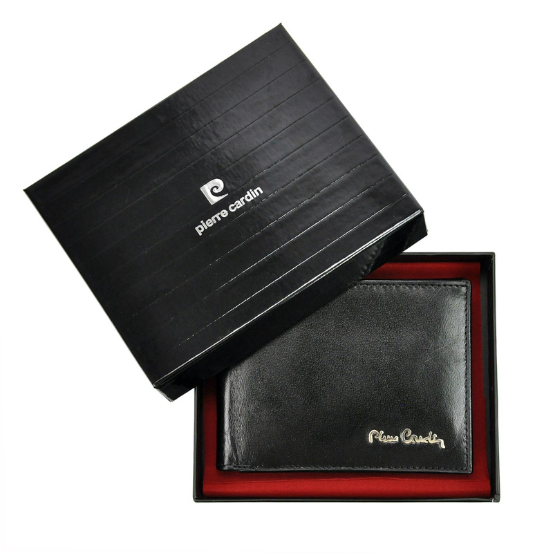 Pierre Cardin męski portfel skóra naturalna poziomy składany RFID