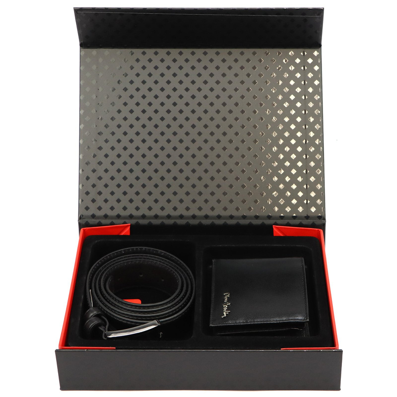 Pierre Cardin portfel i pasek do spodni męski zestaw skóra naturalna