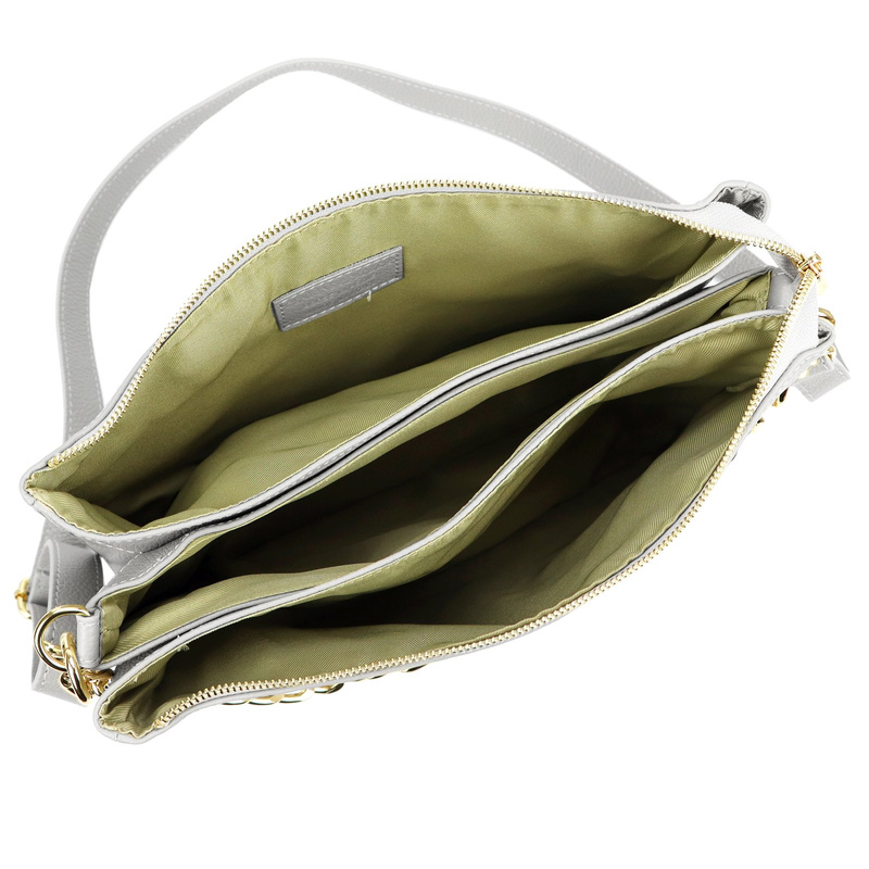 Vera Pelle damska listonoszka skórzana torebka przez ramię 3 komory