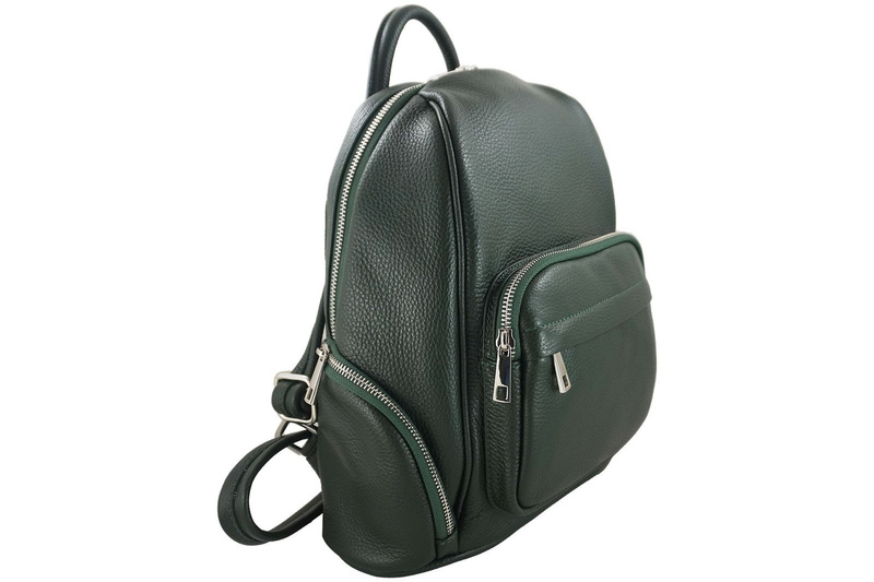 Plecak skórzany damski CASUAL - Zielony ciemny
