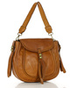 Marco Mazzini Torebka classic saddle bag ze skóry naturalnej na ramie brąz camel