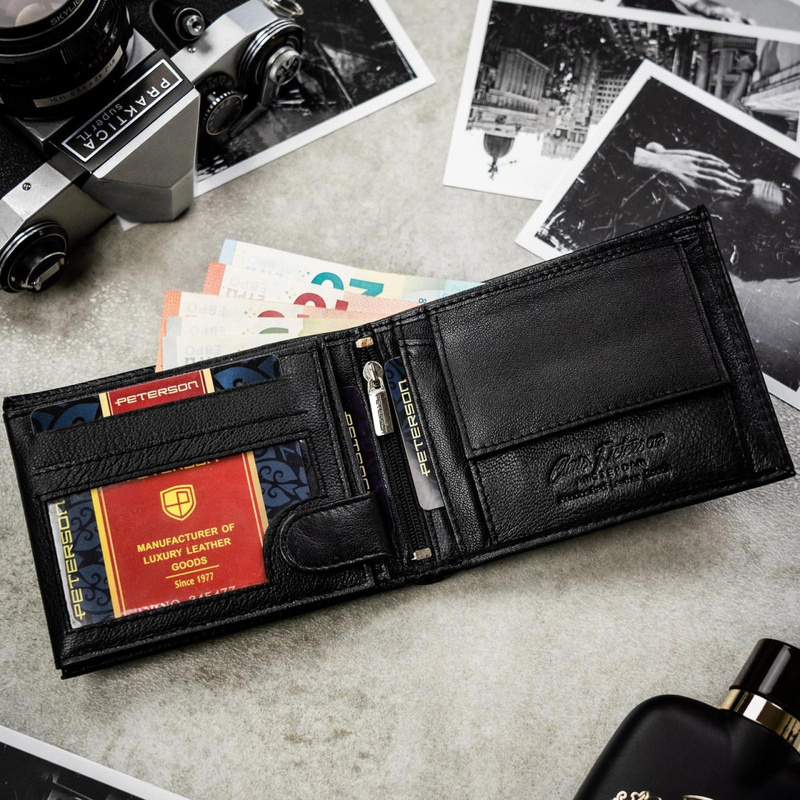 Meski zestaw prezentowy skóra naturalna Peterson PTN SET N992-DOT BLACK