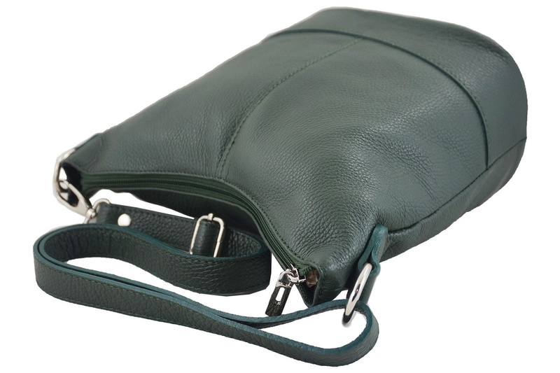 Modna torebka włoska skórzana - Zielona ciemna