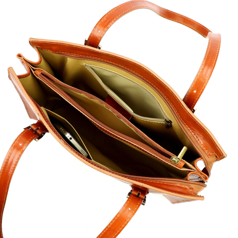 Damska elegancka dwukomorowa shopperbag na ramię z przegrodą Florence