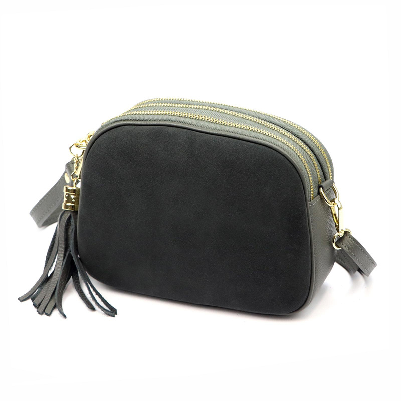 Vera Pelle listonoszka damska skóra naturalna zamsz trzykomorowa kieszenie