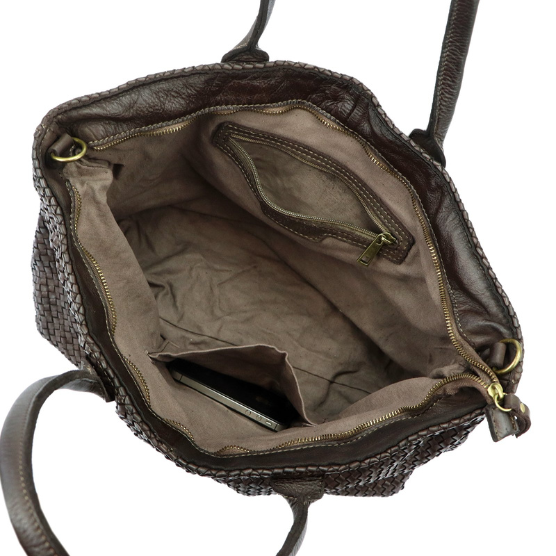 VS Pleciona shopperbag damska Damska torebka na ramię ze skóry naturalnej