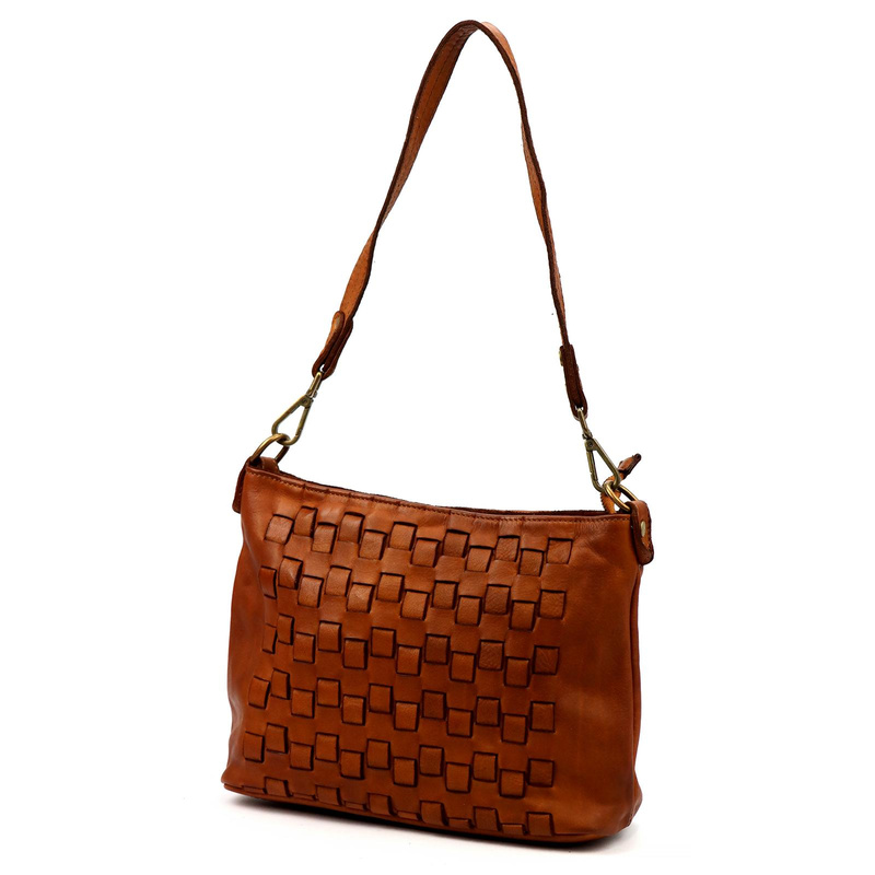 Vera Pelle damska listonoszka pleciona torebka przez ramię z kieszeniami