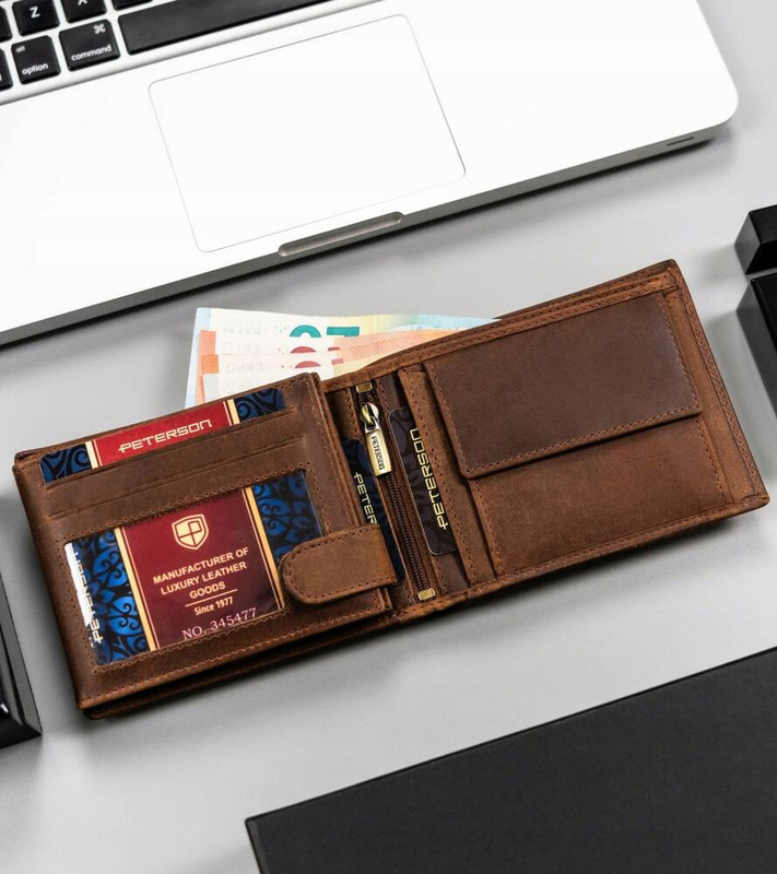 Skórzany męski portfel Peterson PTN N992-BE-MOUNTAIN