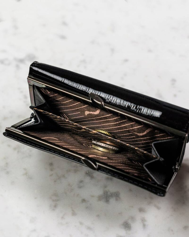 4U Cavaldi Lakierowany Duży portfel damski ze skóry naturalnej portmonetka