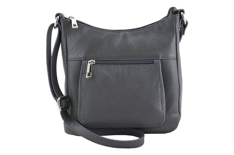 Modna włoska listonoszka skórzana - Różowy pudrowy