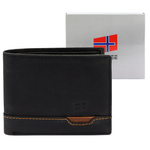 Nordee męski portfel skóra naturalna składany pojemny kompaktowy