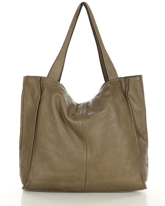 MARCO MAZZINI Torebka miejski shopper bag skóra naturalna handmade beżowa cappuccino