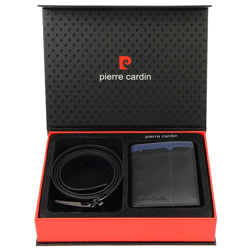 Męski zestaw prezentowy skórzany portfel i pasek marki od Pierre Cardin