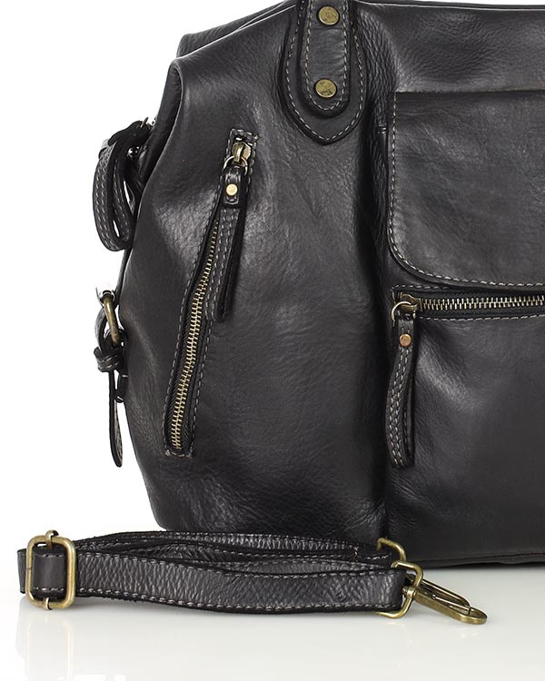 Torba biznesowa bowling retro bag skórzana - MARCO MAZZINI czarny