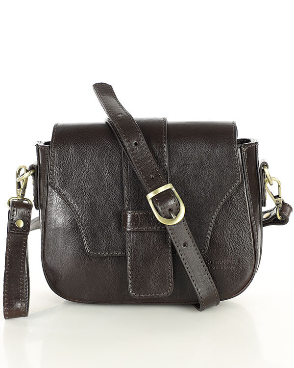 Torebka skórzana crossbody bag MAZZINI VERONA - brąz caffe