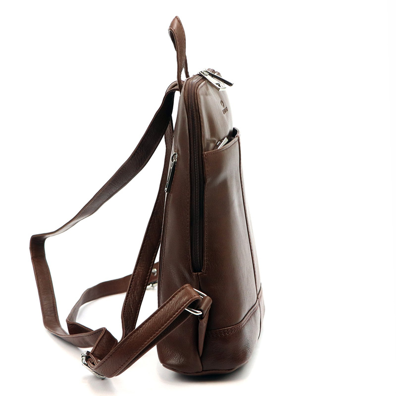 EL FORREST damski plecak skóra naturalna miejski z kieszeniami na suwak