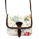 Skórzana damska listonoszka torebka przez ramię w kwiaty Gregorio