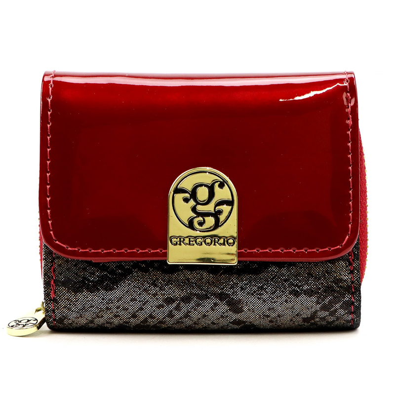 Gregorio damska mała portmonetka skórzany stylowy portfel wzór skóra węża