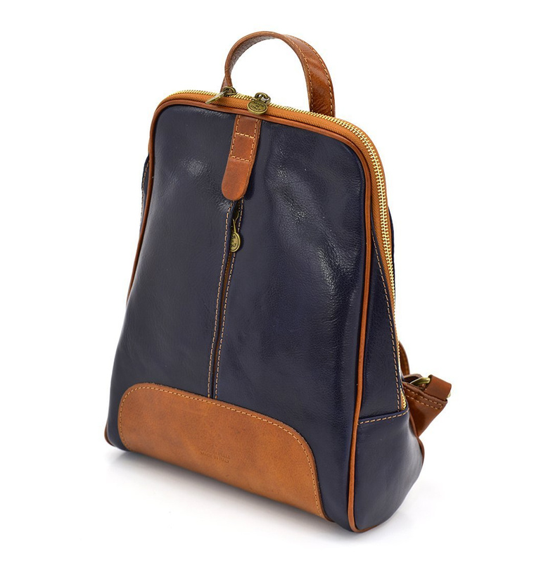 Florence Miejski Damski plecak skóra naturalna z kieszeniami na suwak