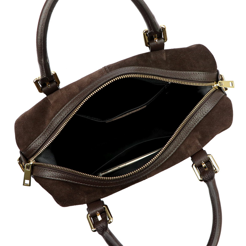 Vera Pelle damska torebka do ręki skóra naturalna kuferek z paskiem