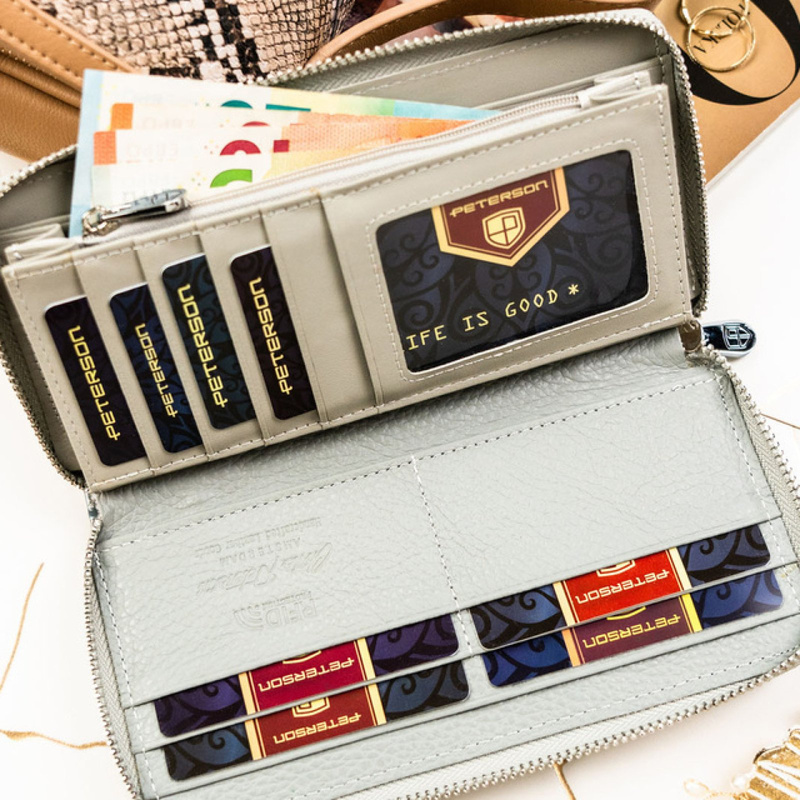 skóra naturalna + Damski portfel ze skóry ekologicznej Peterson PTN PX25-NPK