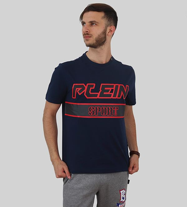 Koszulka T-shirt marki Plein Sport model TIPS105TN kolor Niebieski. Odzież męska. Sezon: Wiosna/Lato