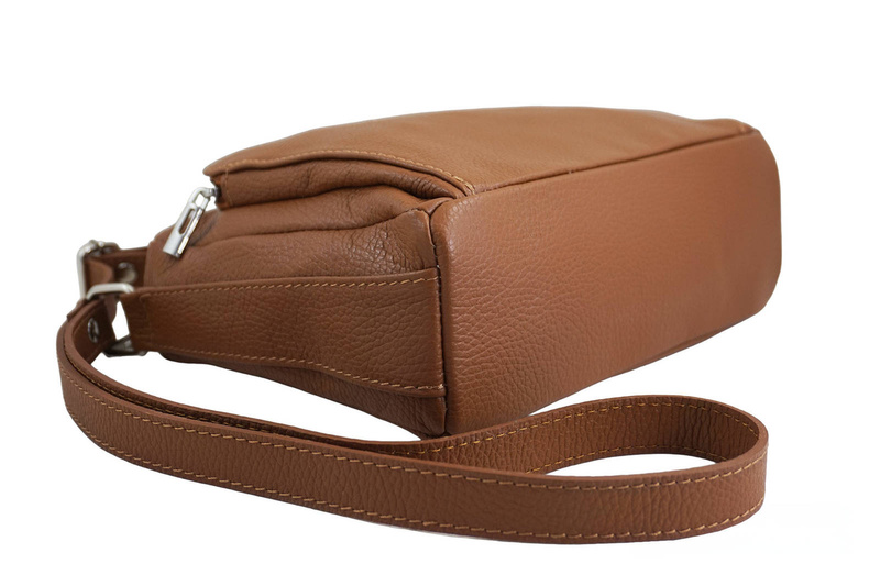 Listonoszka skórzana z kieszeniami - Brązowa jasna