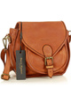 MARCO MAZZINI Klasyczna listonoszka z naturalnej skóry saddle bag genuine leather brąz camel