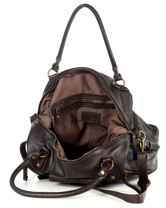 Torba biznesowa bowling retro bag skórzana - MARCO MAZZINI ciemny brąz caffe